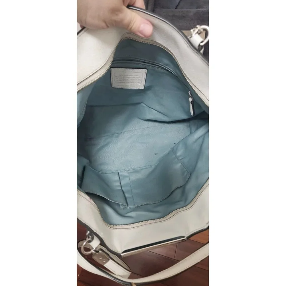 Coach Madison Gingham Leather tote blue purse bag